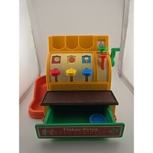 Vintage Fisher Price Cash Register & 1 Coin. Still Works!